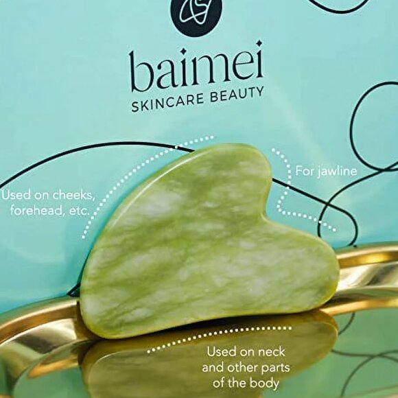SET of TWO NEW Baimei Skincare Beauty Jade Stone Roller & Gua Sha Skincare Sets - Picture 6 of 8